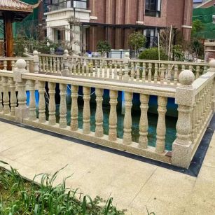 淄博黄金麻花岗岩石材栏杆，扶手，将军柱，花瓶柱