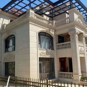 淄博 黄金麻花岗岩荔枝面别墅外墙干挂