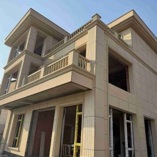 淄博 黄金麻花岗岩石材荔枝面外墙干挂效果展示