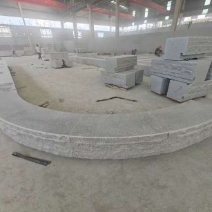 淄博 芝麻白异形坐凳，自然面光面弧形加工