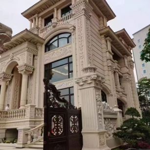 淄博 黄金麻花岗岩别墅外墙干挂效果展示