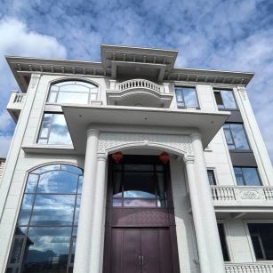 淄博白麻别墅外墙干挂石材效果示例