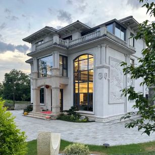 淄博 白麻花岗岩私人别墅干挂石材豪华定制