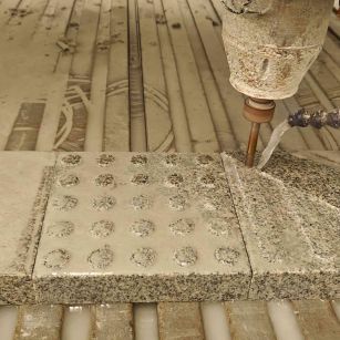 淄博 芝麻白花岗岩石材盲人石、盲道石、盲点石