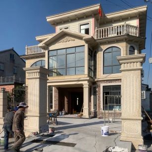 淄博 黄金麻花岗岩荔枝面别墅外墙干挂私家专属