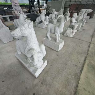 淄博 芝麻白花岗岩造型立体雕刻——十二生肖