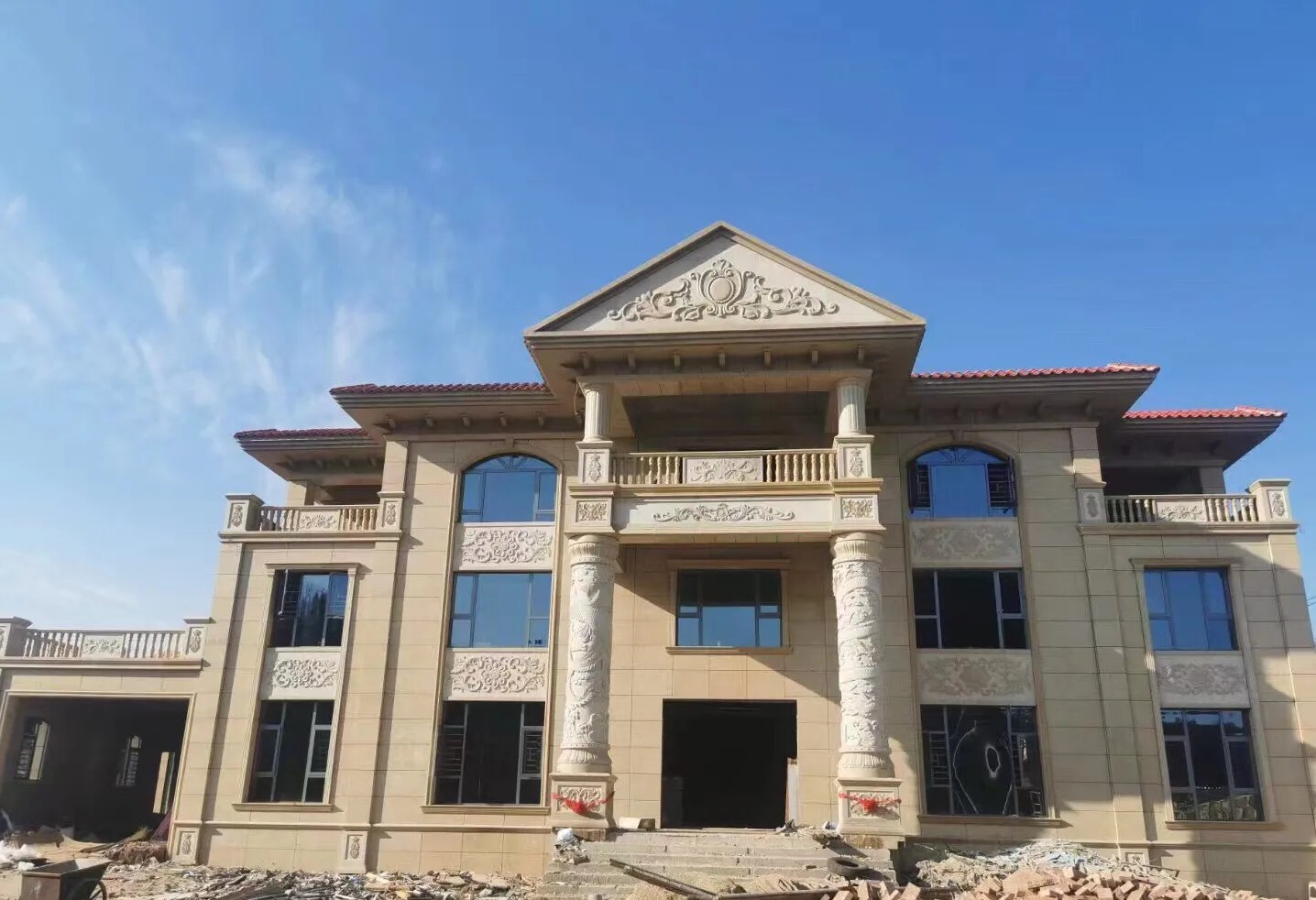 淄博 黄金麻花岗岩别墅外墙干挂