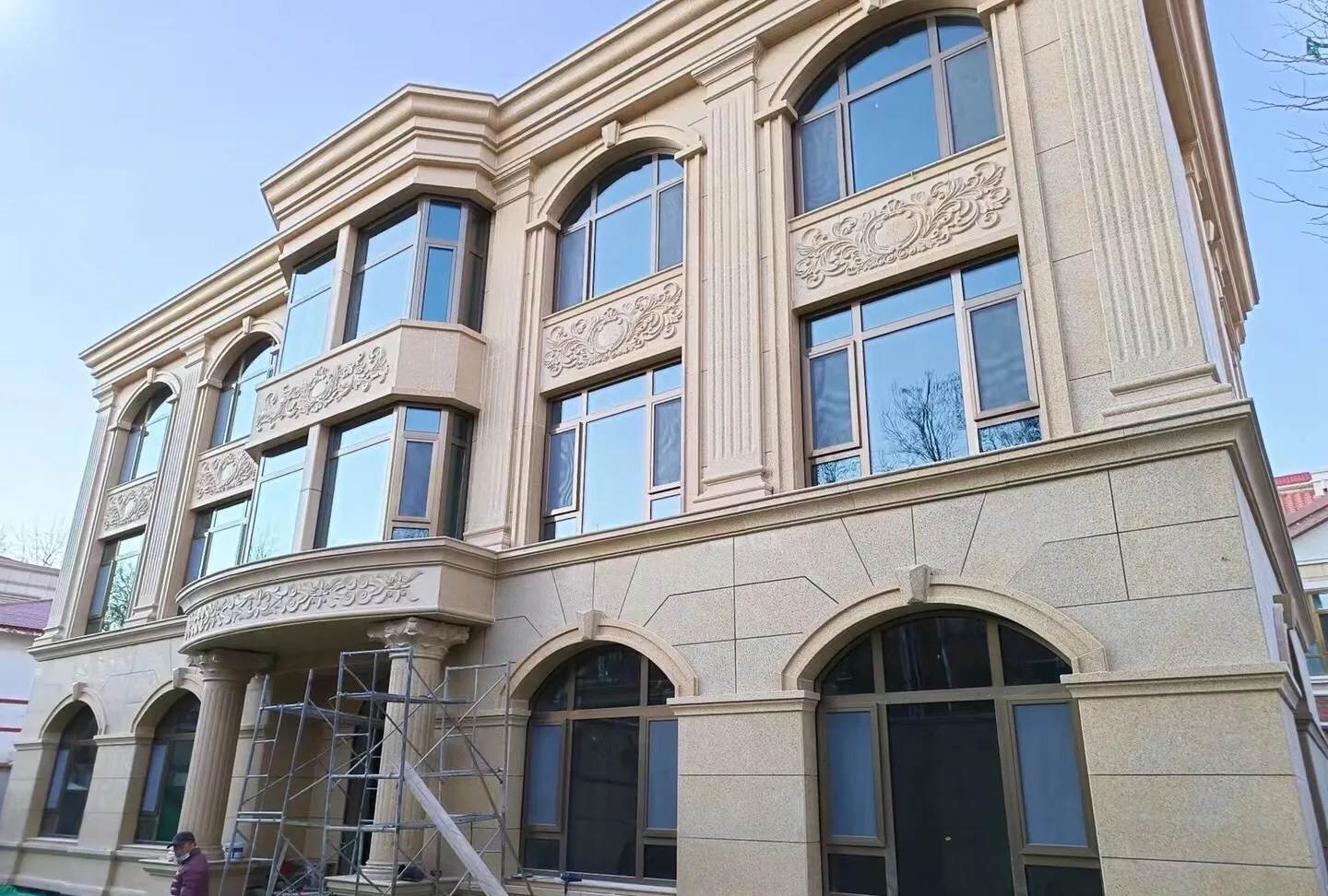 淄博 黄金麻花岗岩别墅外墙干挂