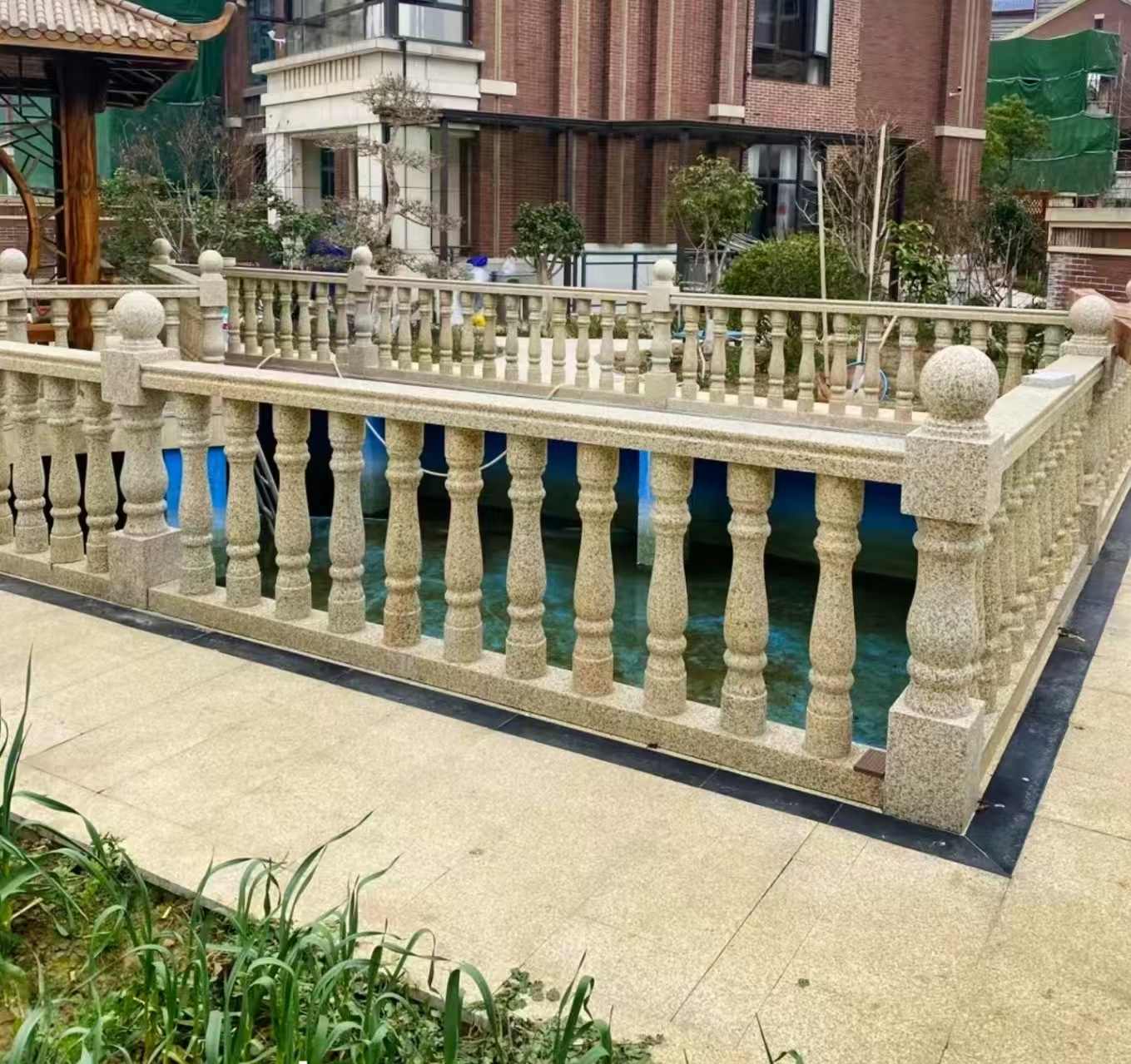 淄博黄金麻花岗岩石材栏杆，扶手，将军柱，花瓶柱