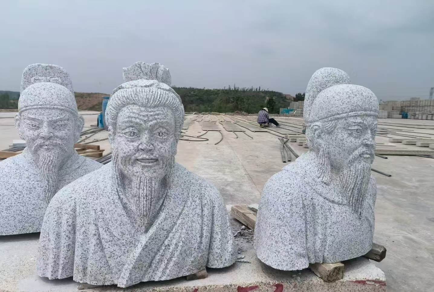 淄博 白麻花岗岩石材人物立体雕刻